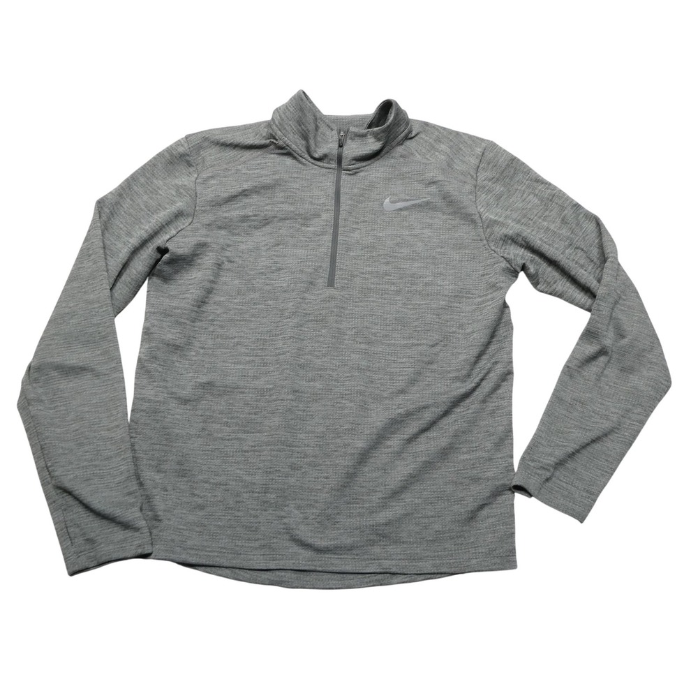Nike Running Pullover Mens Medium Gray Dri-FIT 1/4 Zip Long Sleeve Athletic